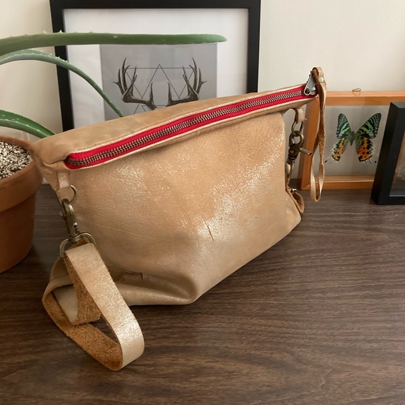 Free People Handbags - All leather Gold clutch